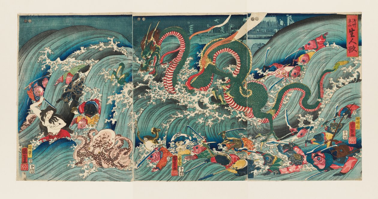 Livagtige dukker i det indre tempel i Asakusa af Utagawa Kuniyoshi
