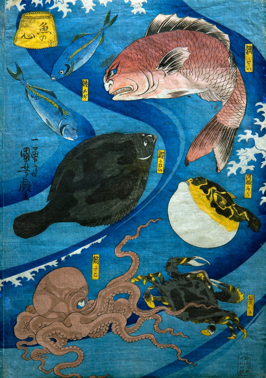 Minds of Fish (Uo no kokoro), ca. 1842 af Utagawa Kuniyoshi