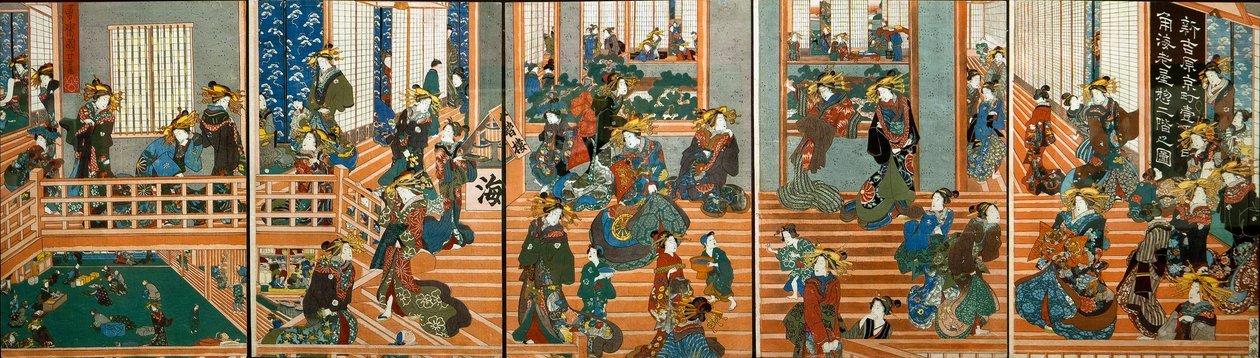 Udsigt ovenfra over Kado-Ebiya ovenpå af Utagawa Kuniyoshi