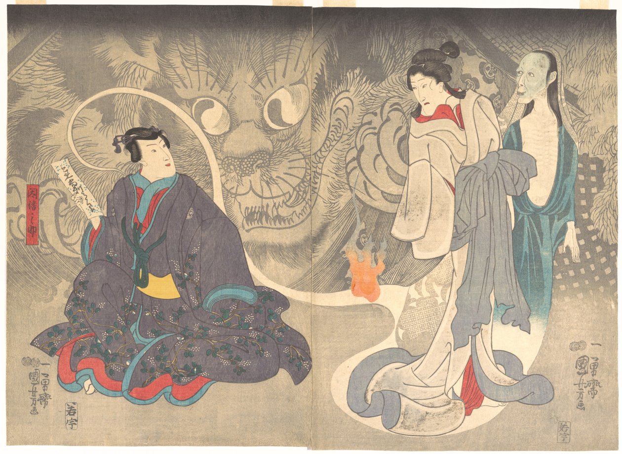 Scene fra en spøgelseshistorie: Kattedæmonen fra Okazaki af Utagawa Kuniyoshi