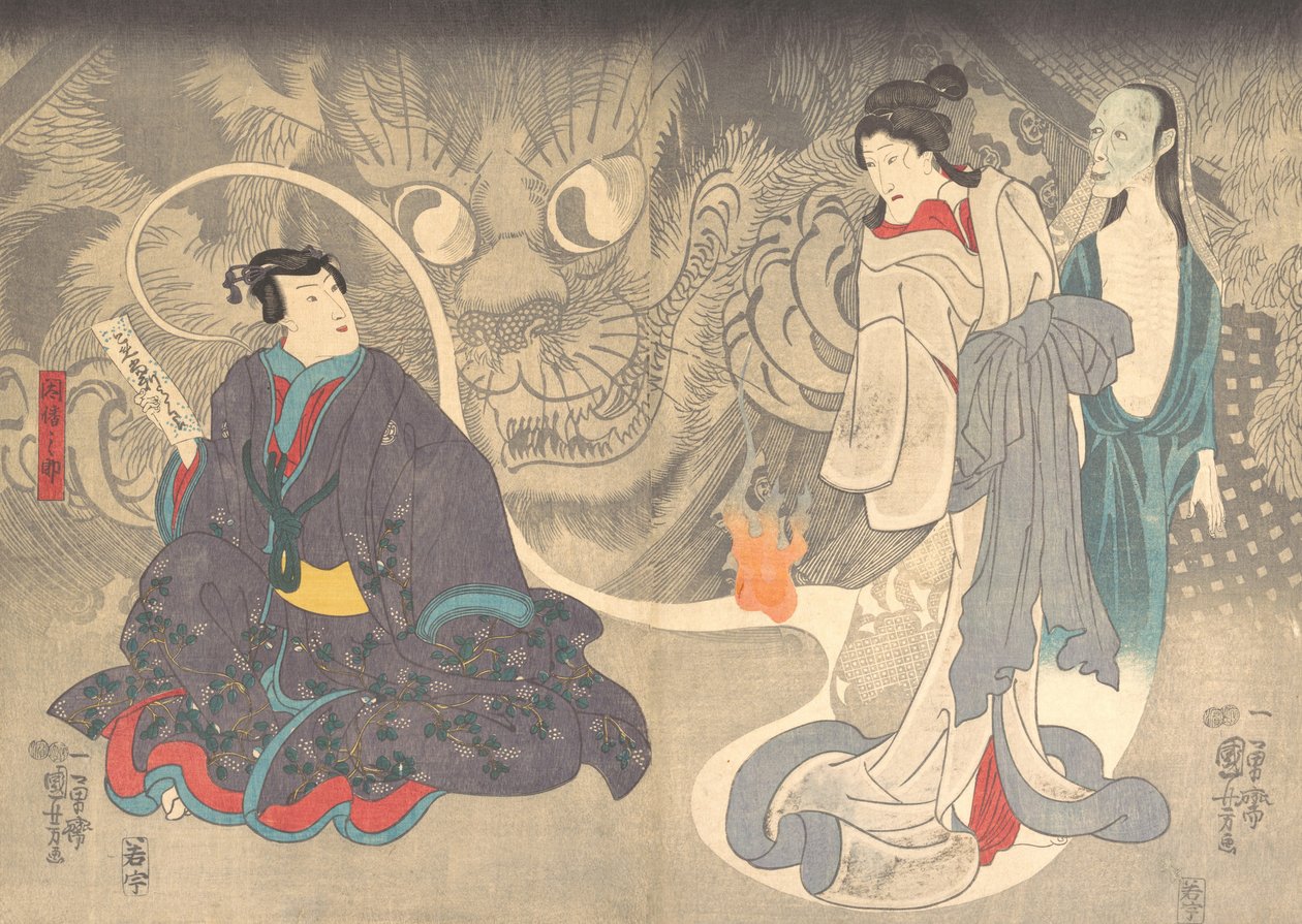Scene fra en spøgelseshistorie: Okazaki Cat Demon, ca. 1850. af Utagawa Kuniyoshi