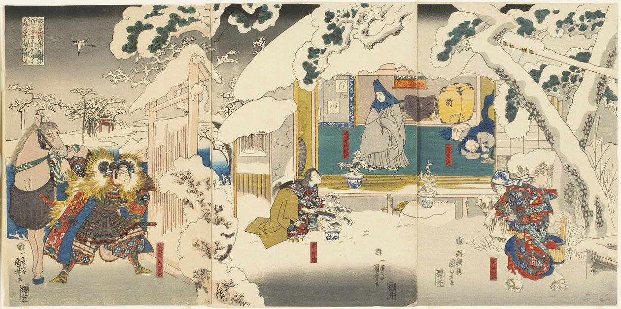Scene fra Hachinoki-historien, 1843-1847 af Utagawa Kuniyoshi