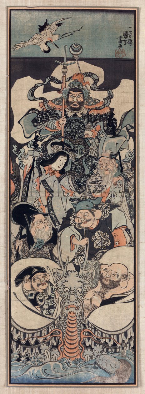 September Divinities of Du Valdeo - Seven Lucky Gods af Kuniyoshi, Utyagao (1797-1861) af Utagawa Kuniyoshi