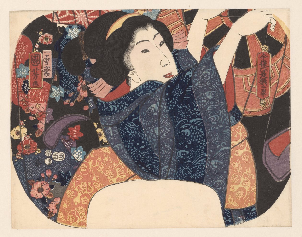 Sommerluftning af tøj Et udvalg af seks moderne sommerscener (serietitel) af Utagawa Kuniyoshi