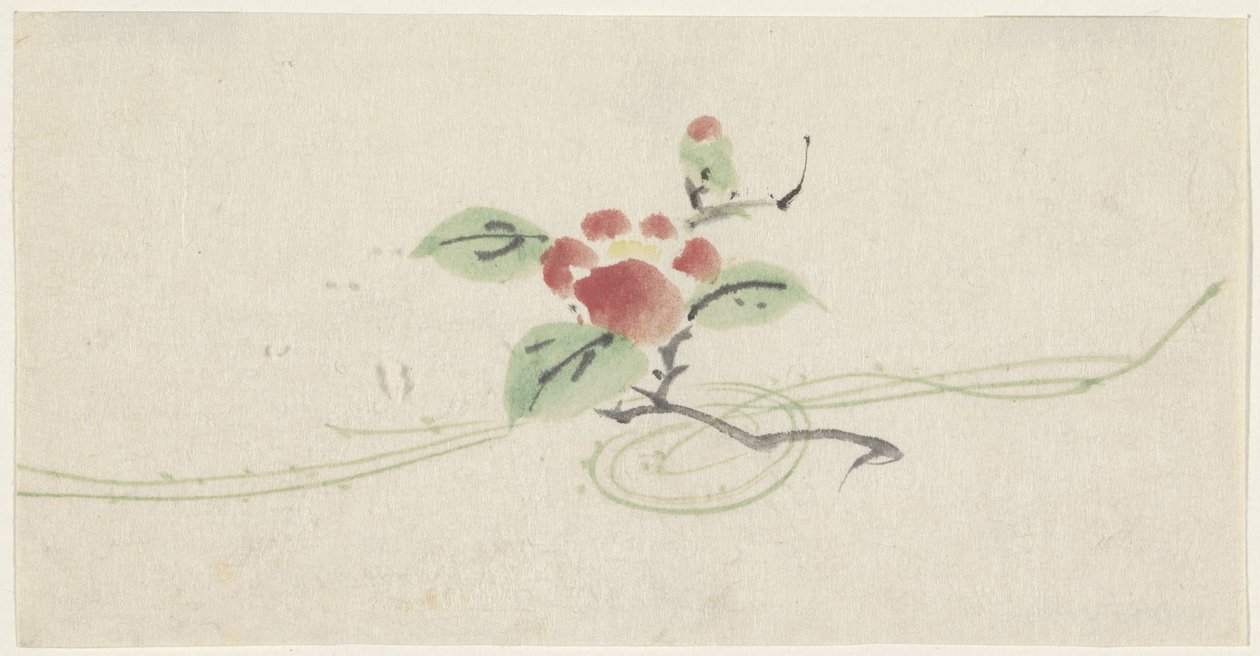Gren med rød kamelia af Utagawa Kuniyoshi