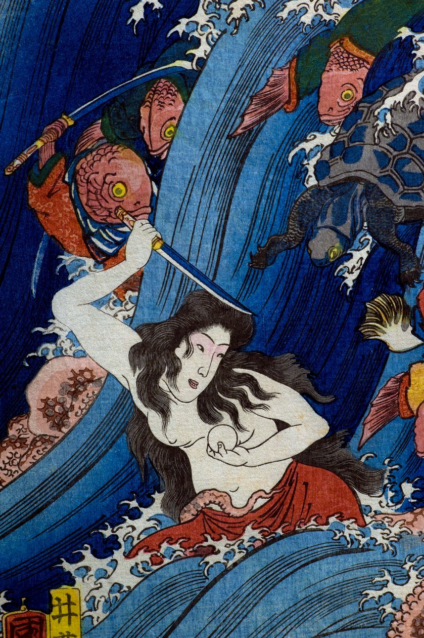 Tamatori-hime stjæler den hellige juvel fra Dragon Palace (Ryūgū Tamatori-hime no zu) af Utagawa Kuniyoshi