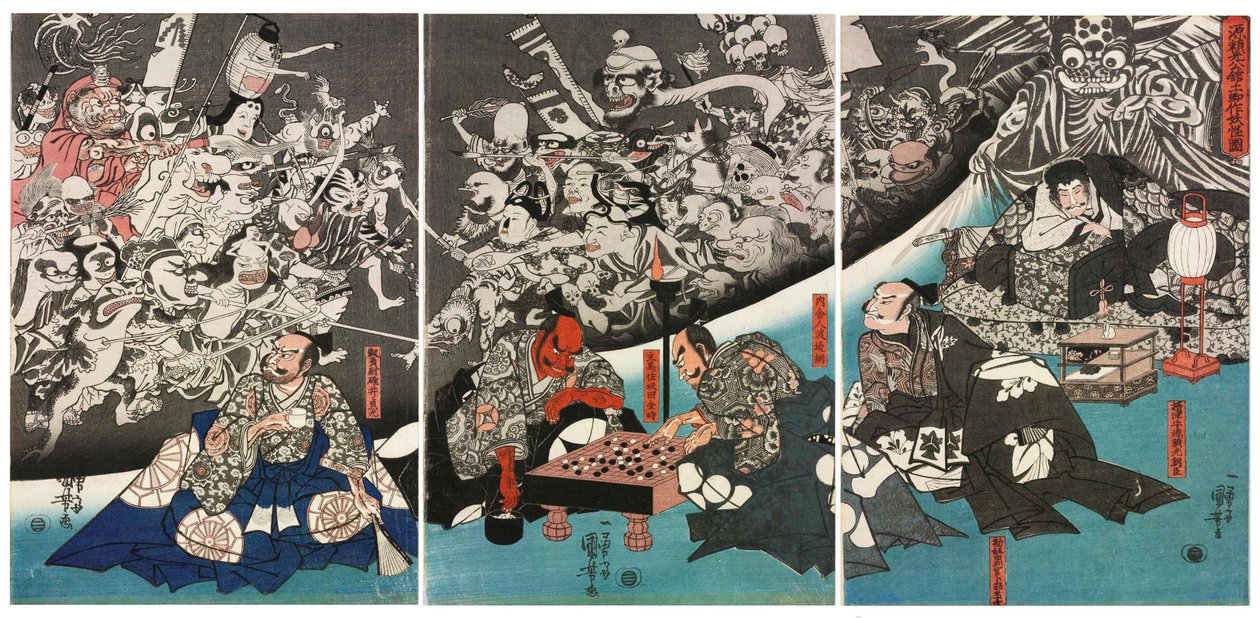 Jordedderkoppen genererer monstre i Lord Minamoto Yorimitsus palæ, 1843. af Utagawa Kuniyoshi