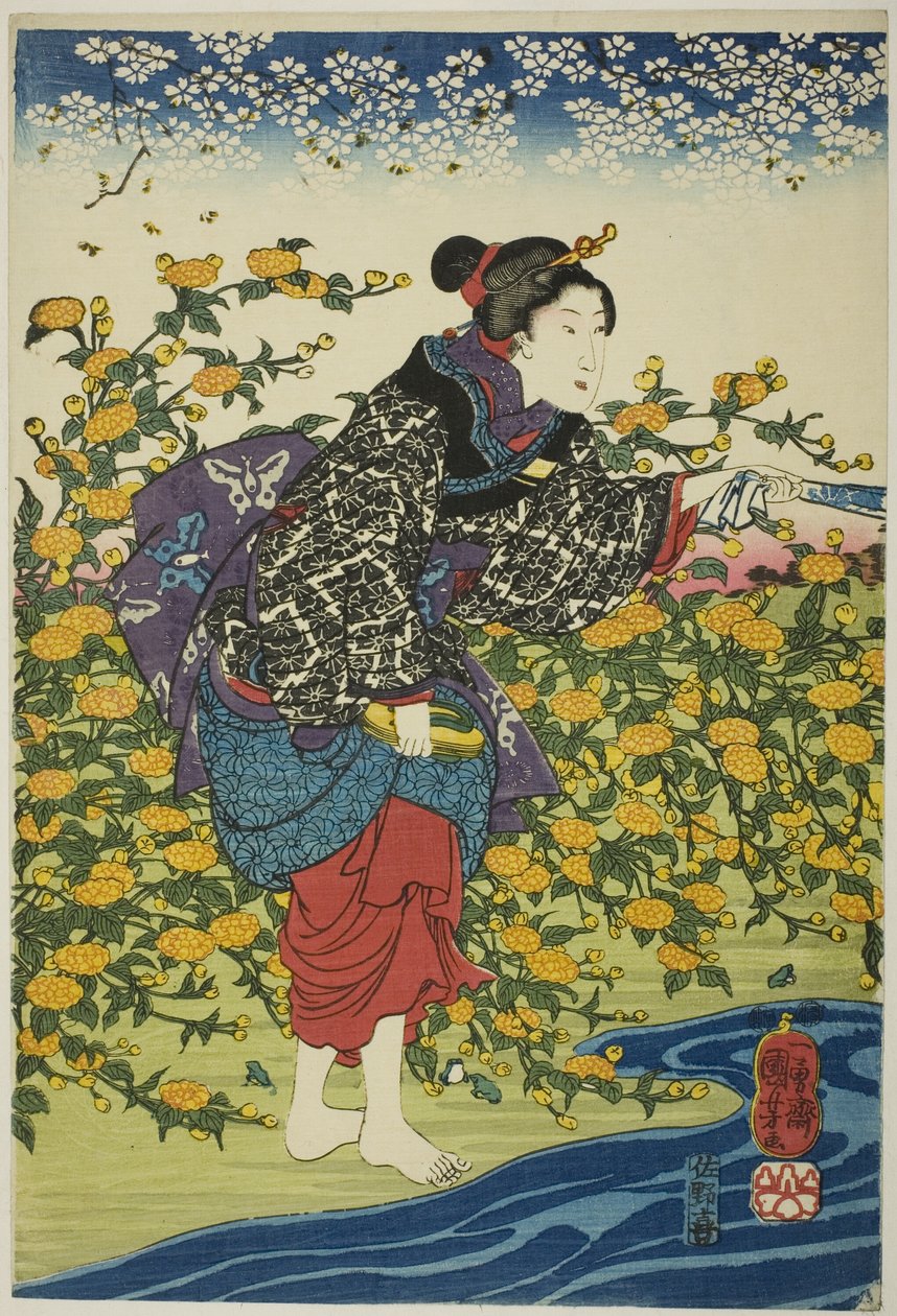 Ide Jewel-floden i Yamashiro-provinsen (Yamashiro kuni Ide no Tamagawa), fra en unavngivet serie af Six Jewel Rivers af Utagawa Kuniyoshi
