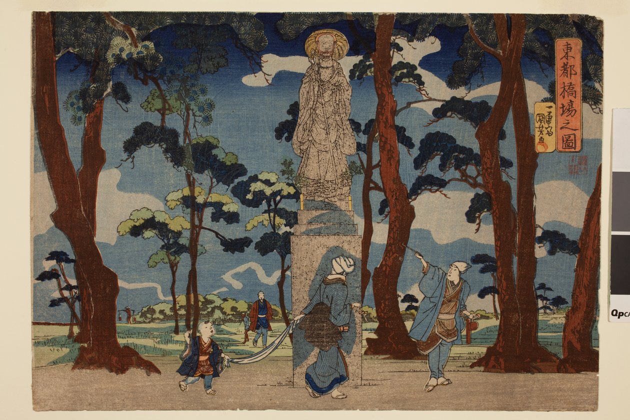 Statuen af Jizo nær færgen ved Hashiba i den østlige hovedstad, fra serien Eastern Capital af Utagawa Kuniyoshi