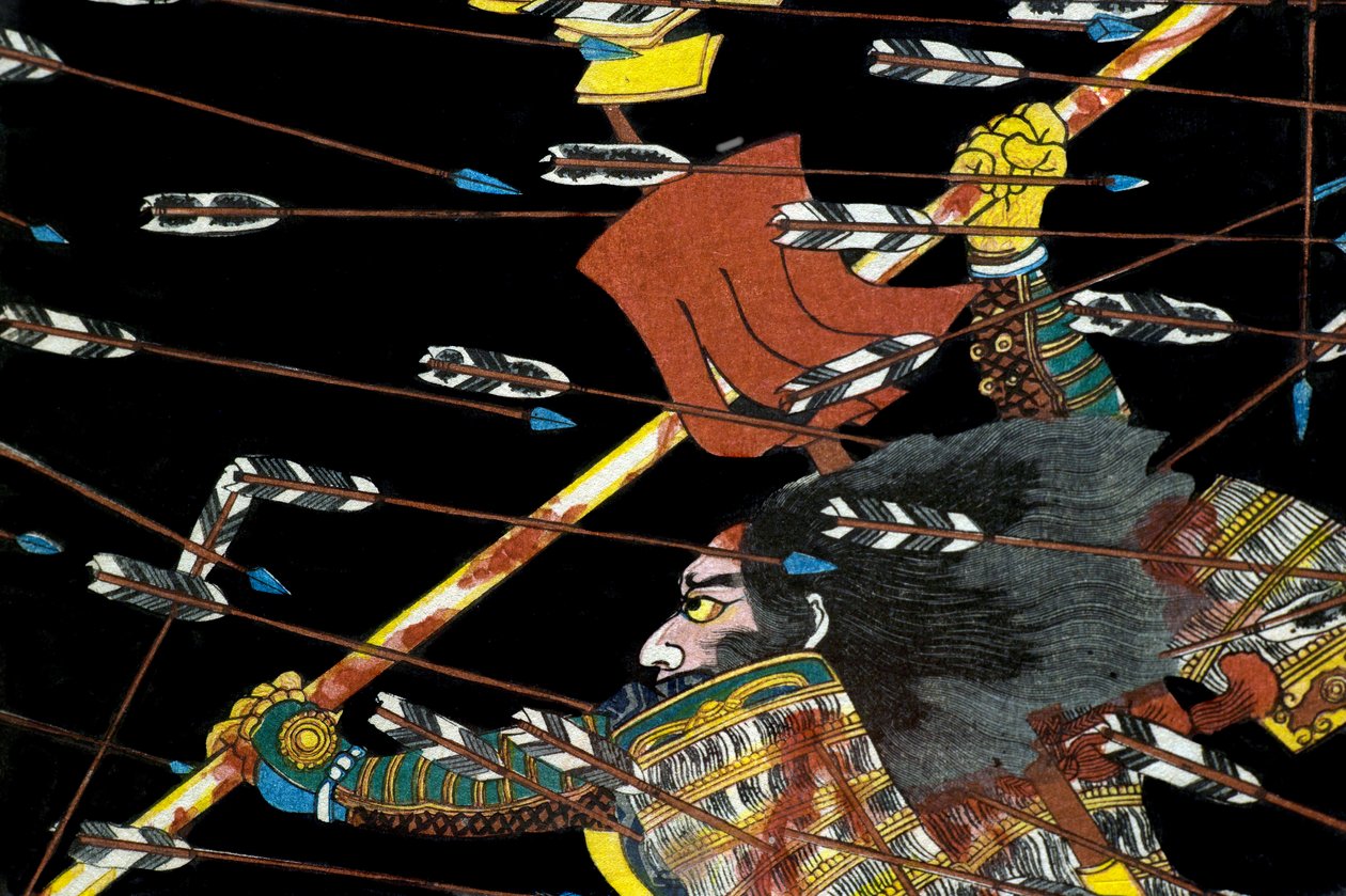 Slaget ved Shijō Nawate, ca. 1857 af Utagawa Kuniyoshi
