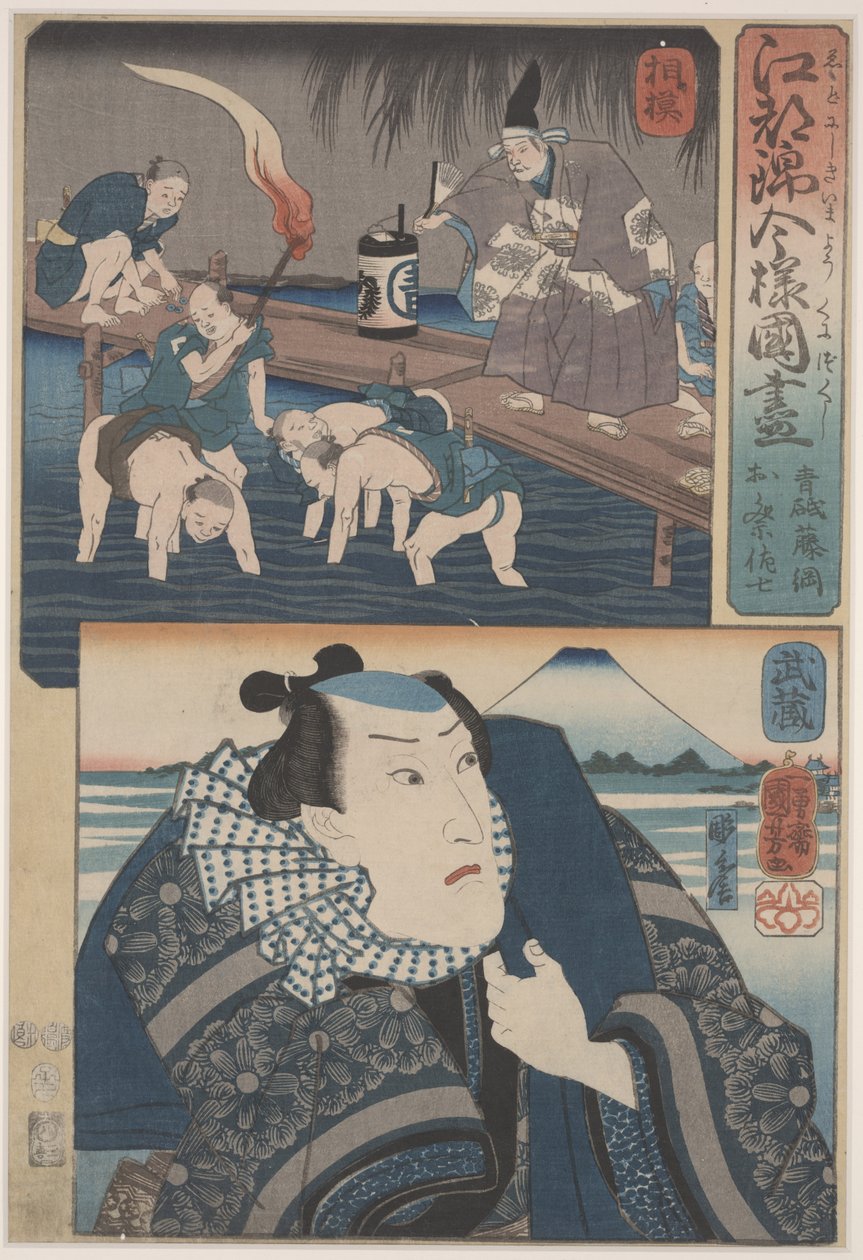 To udsigter over Edo (farvet træsnit) af Utagawa Kuniyoshi
