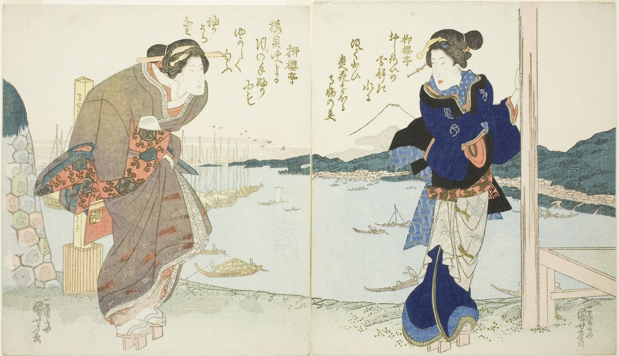 To kvinder ved et tehus i Takanawa af Utagawa Kuniyoshi