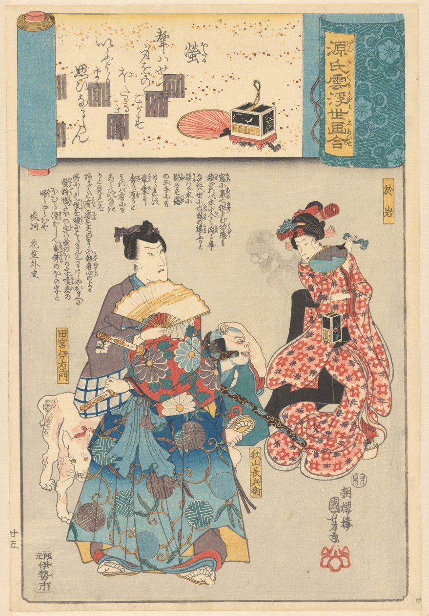 Ukiyo e er paralleller med de overskyede kapitler i Genji af Utagawa Kuniyoshi