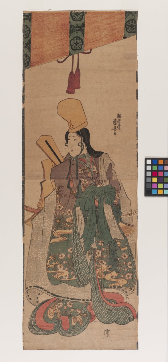 Uden titel; opgivet titel: Shirabyōshi Beneath Sudare (Sudare shita no shirabyōshi), ca. 1840 (farvetræsnit) af Utagawa Kuniyoshi