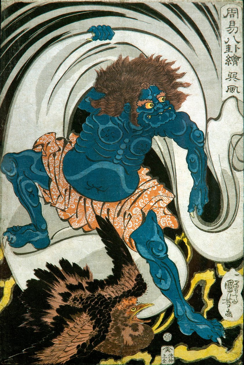 Wind God (Sonpū)-serien: Billeder af de otte trigrammer i kinesisk spådom (Shūeki hakke-e), ca. 1839-41 af Utagawa Kuniyoshi