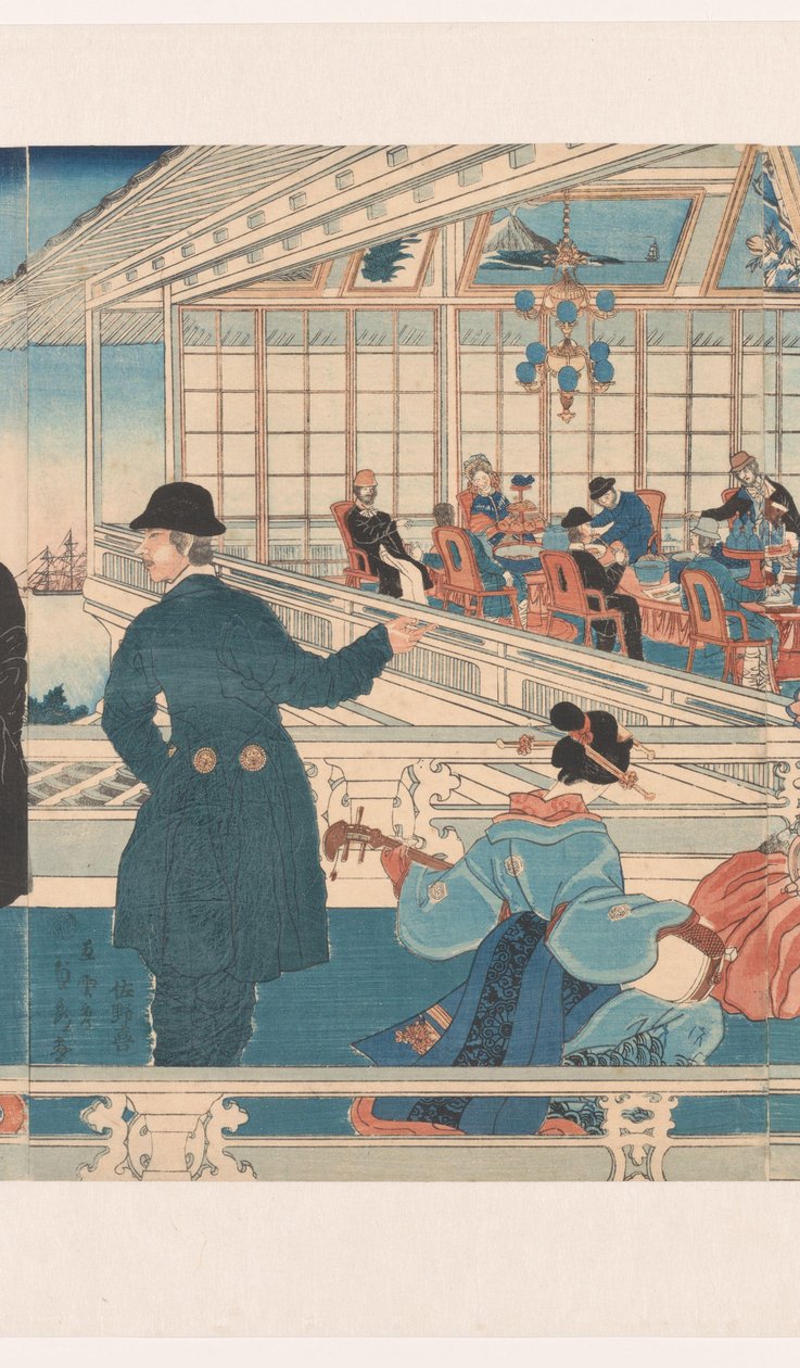 Amerikansk handelshus i Yokohama af Utagawa Sadahide