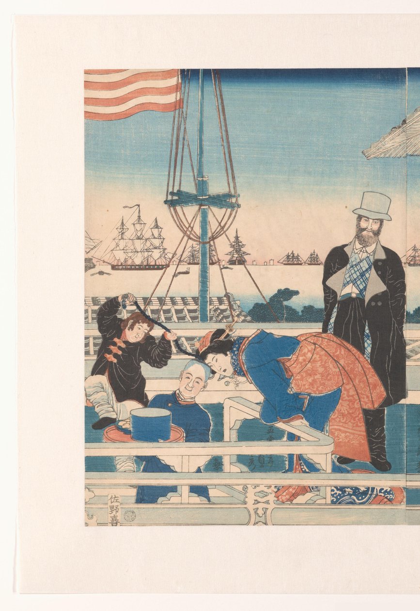 Amerikansk handelshus i Yokohama af Utagawa Sadahide