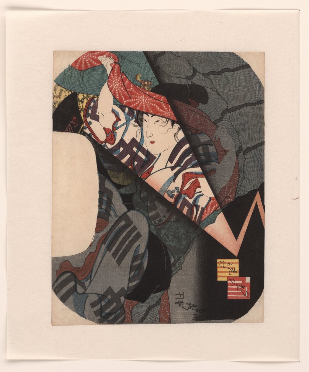 Søger ly under et pludseligt tordenvejr om aftenen. Yudachi no hikariyoke (titel på objekt) af Utagawa Sadahide