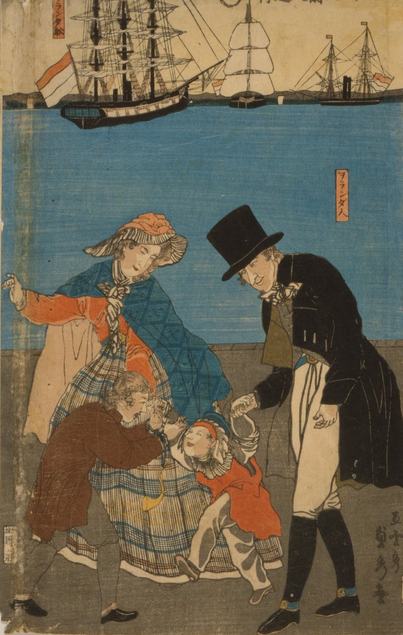 Hollændere tager en søndagstur i Yokohama, 1871 af Utagawa Sadahide