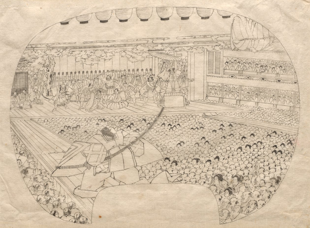 Kabuki-teatrets interiør. af Utagawa Sadahide