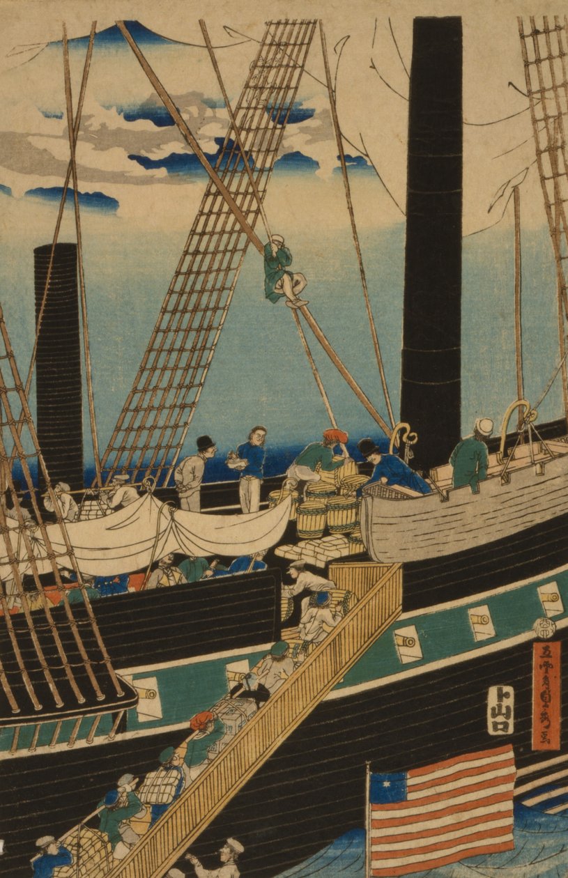 Vestlige handlende læsser last i Yokohama, 1861 af Utagawa Sadahide
