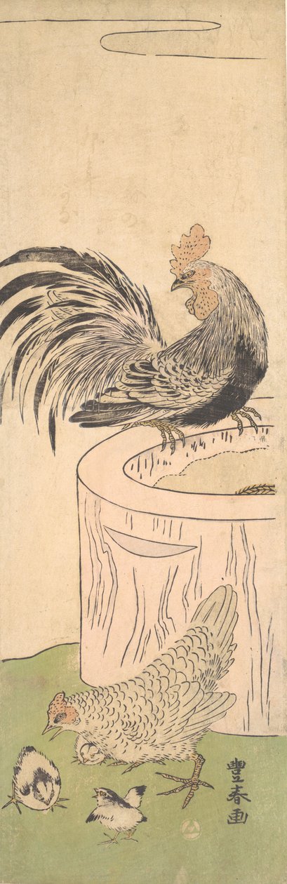 Hane, høne og kyllinger, ca. 1770. af Utagawa Toyoharu