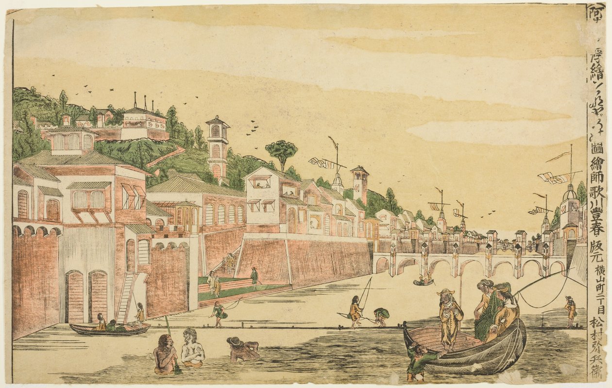 Fiskeri (Senadori no zu), fra serien "Dutch Perspective Pictures (Oranda uki-e)" af Utagawa Toyoharu
