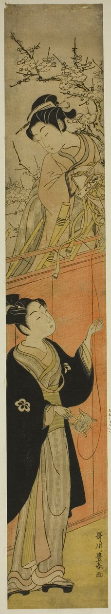 Ung mand og kvinde med en drage af Utagawa Toyoharu