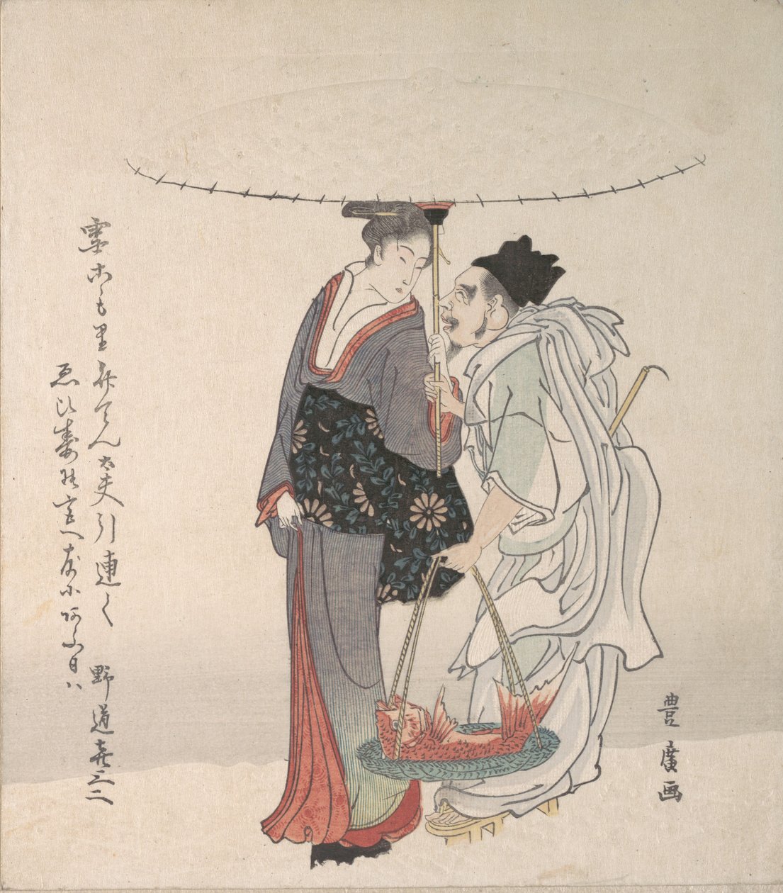 Ebisu og Benten går i sneen. af Utagawa Toyohiro