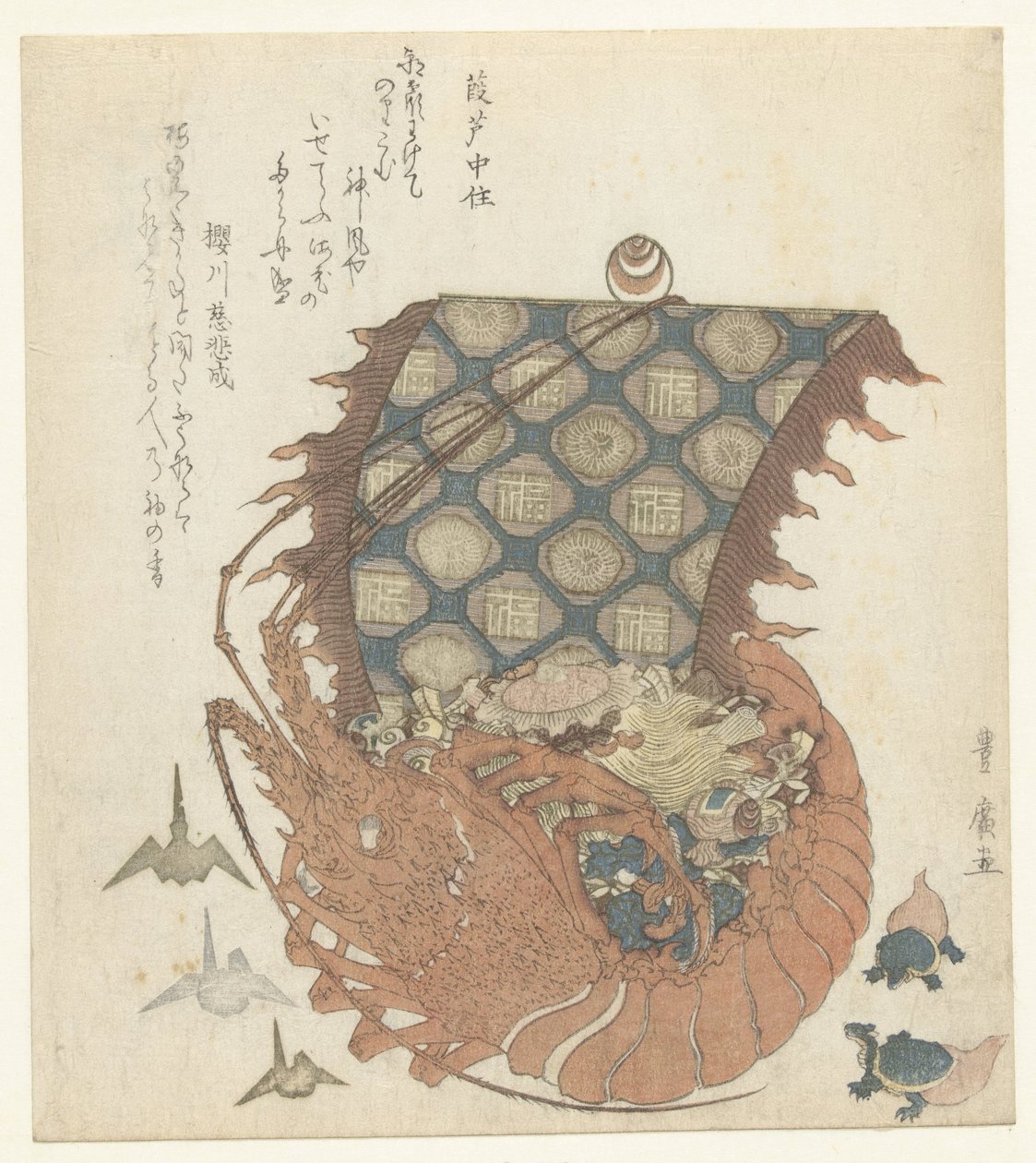 Langoustine som takarabune. af Utagawa Toyohiro