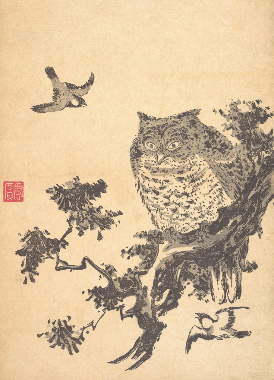 Ugle og to svaler. af Utagawa Toyohiro