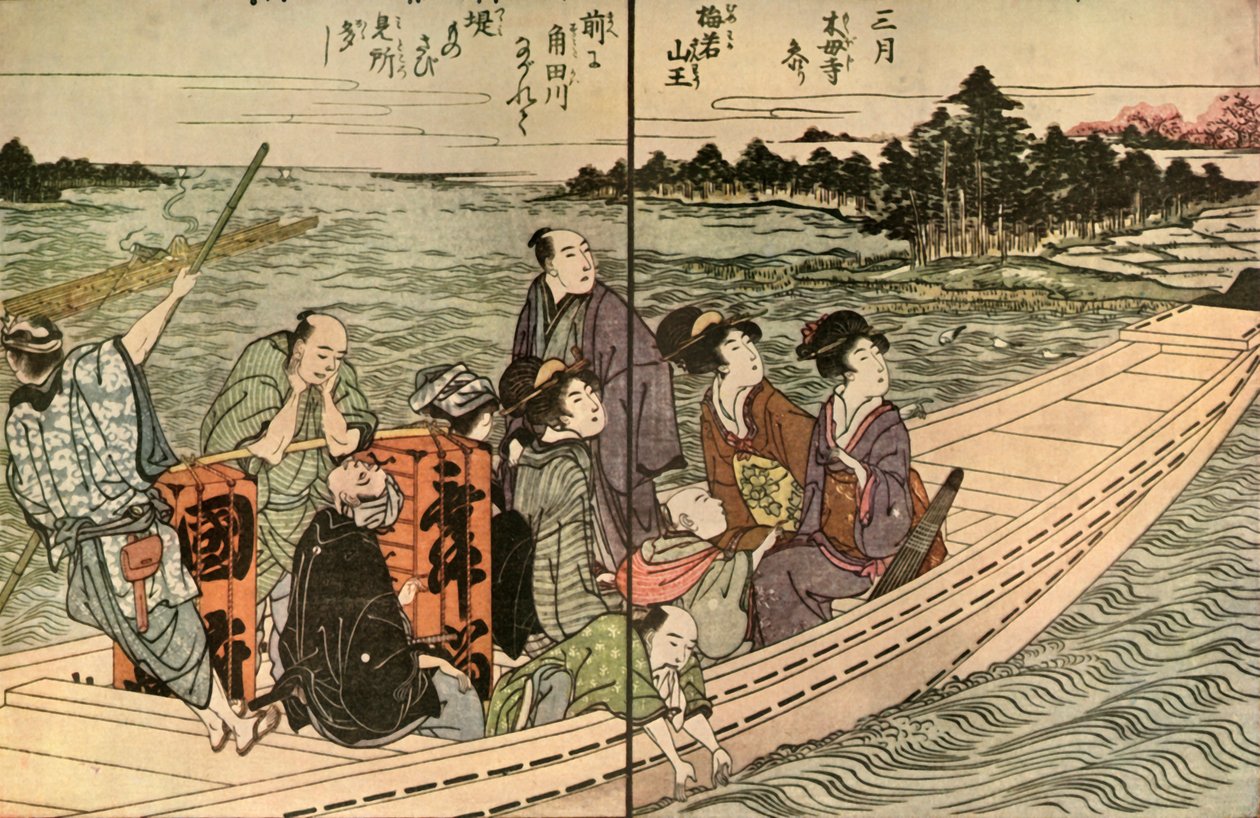 Folk, der rejser i en båd, 1804, 1924. af Utagawa Toyohiro