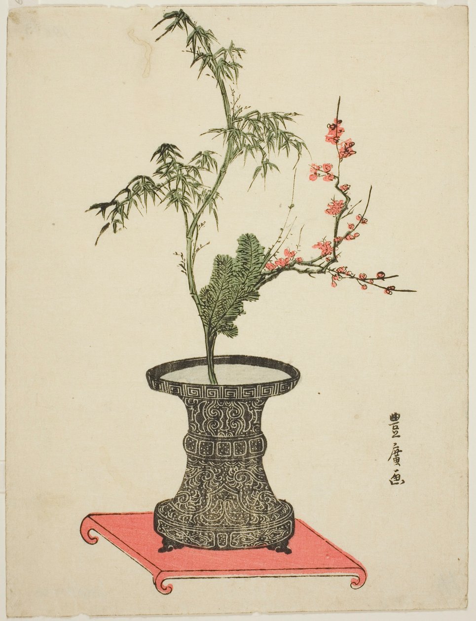 "Tre venner" ikebana af Utagawa Toyohiro