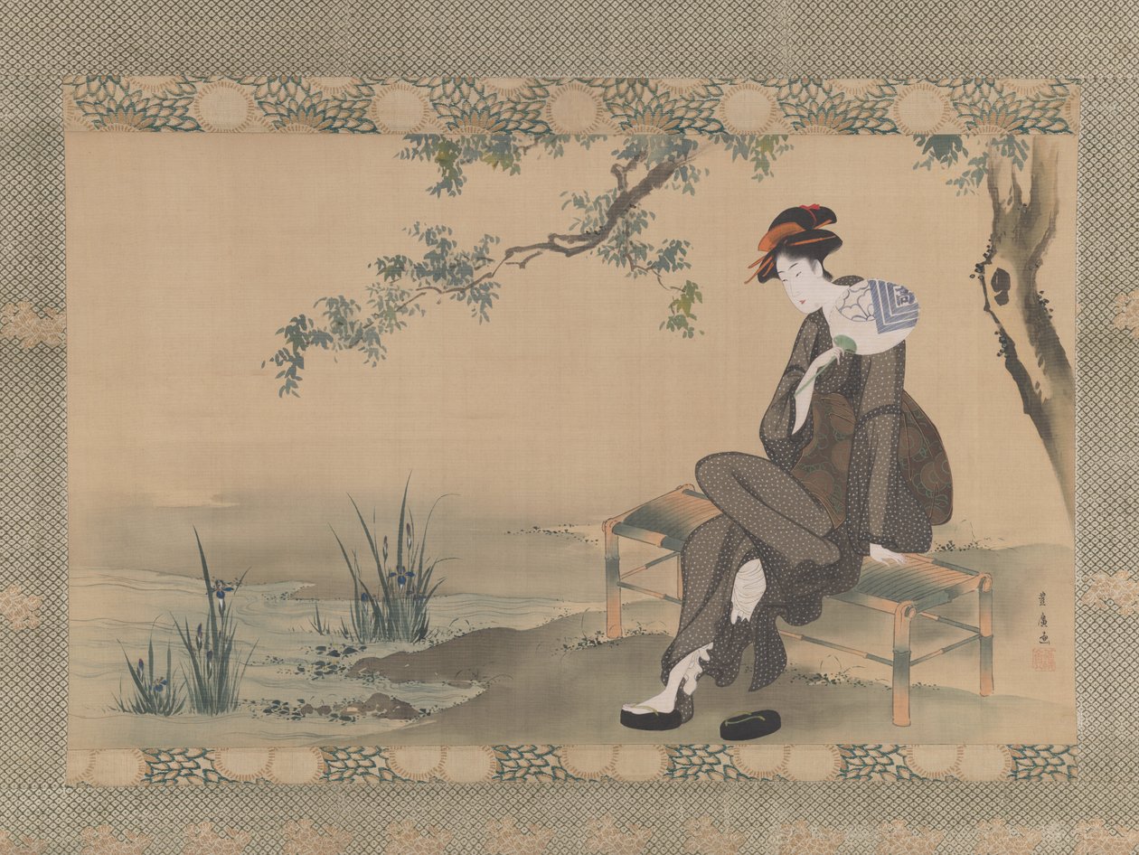 Kvinde, der køler sig selv, ca. 1800. af Utagawa Toyohiro