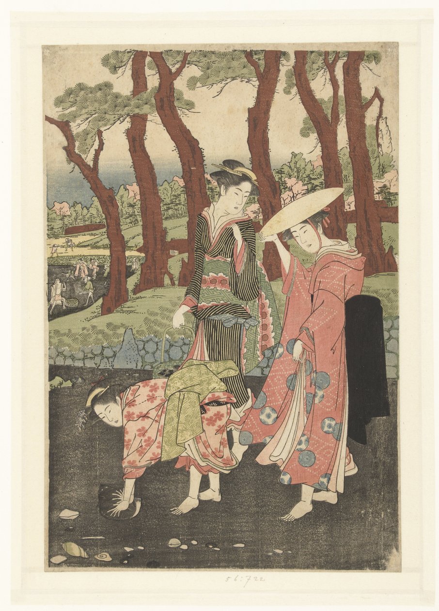 Indsamling af fisk og skaller ved lavvande af Utagawa Toyokuni (I)