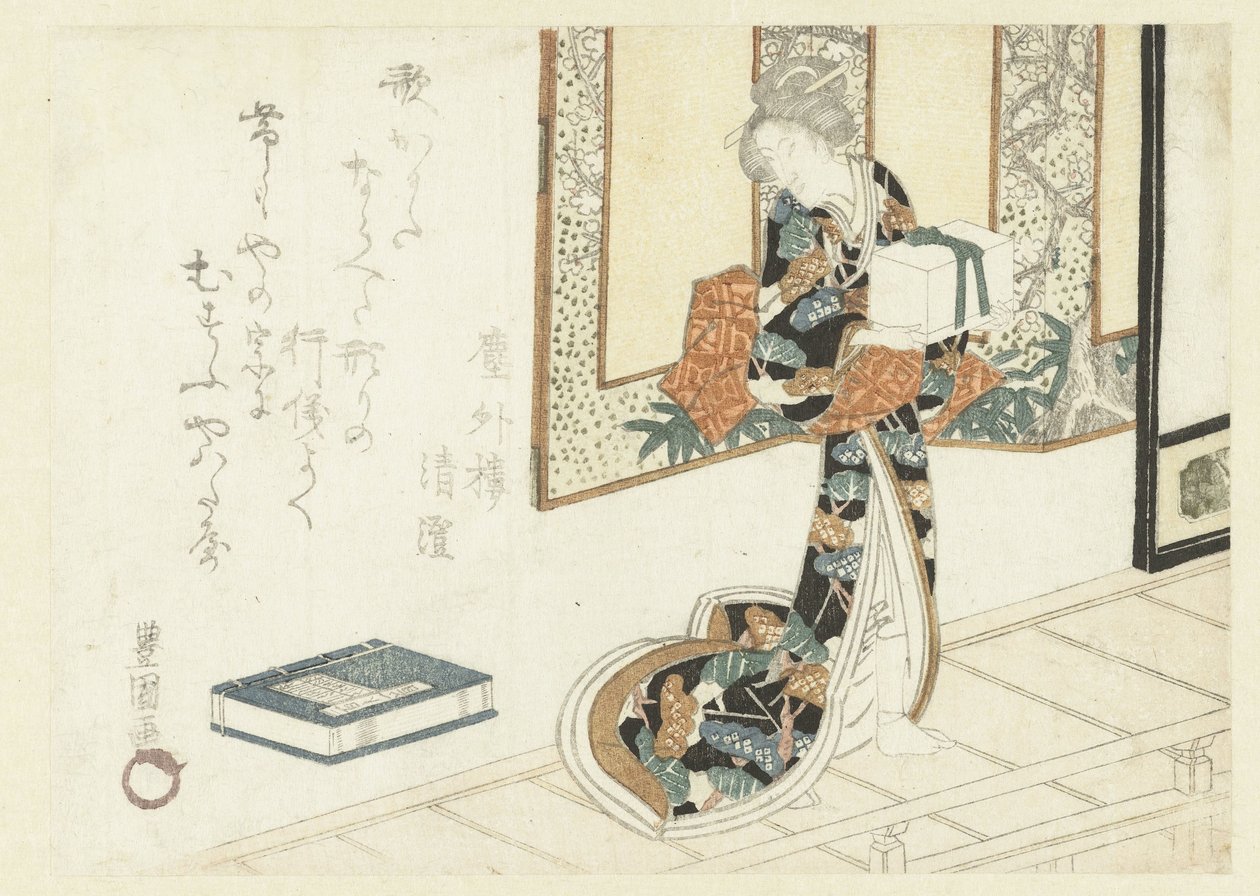 Kvinde, der bærer en trækasse af Utagawa Toyokuni (I)