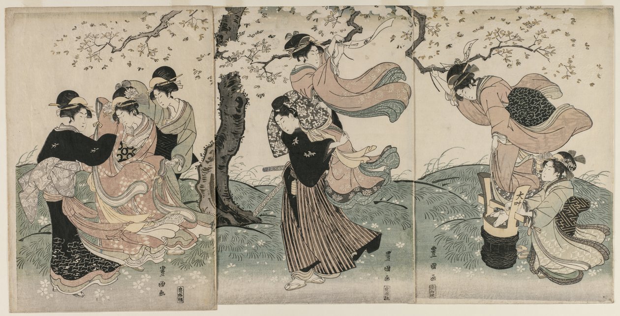 Kirsebærblomster i vinden af Utagawa Toyokuni