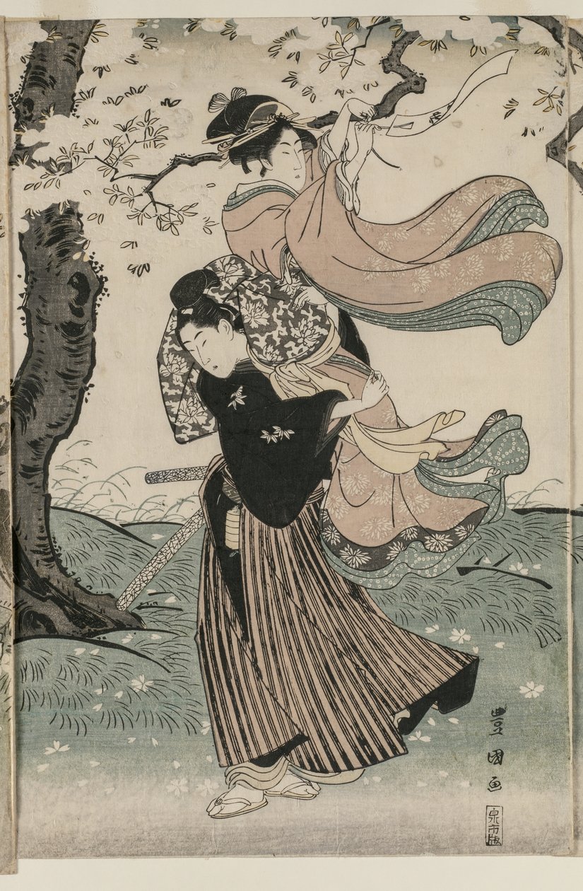 Kirsebærblomster i vinden af Utagawa Toyokuni