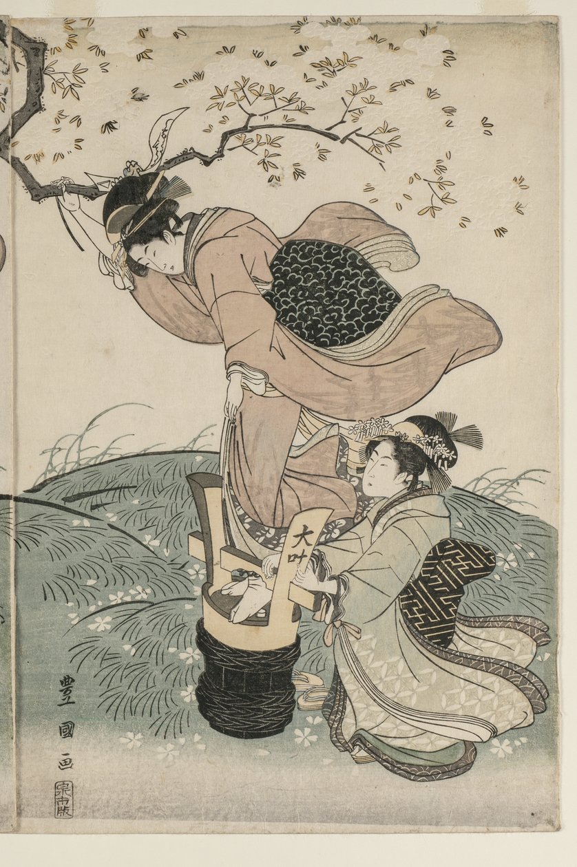 Kirsebærblomster i vinden af Utagawa Toyokuni