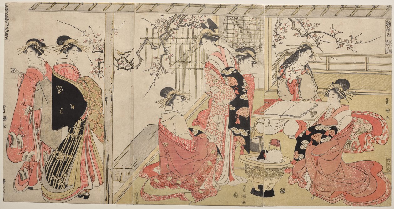 Kurtisaner fra Ōgiya på en forårsudflugt af Utagawa Toyokuni