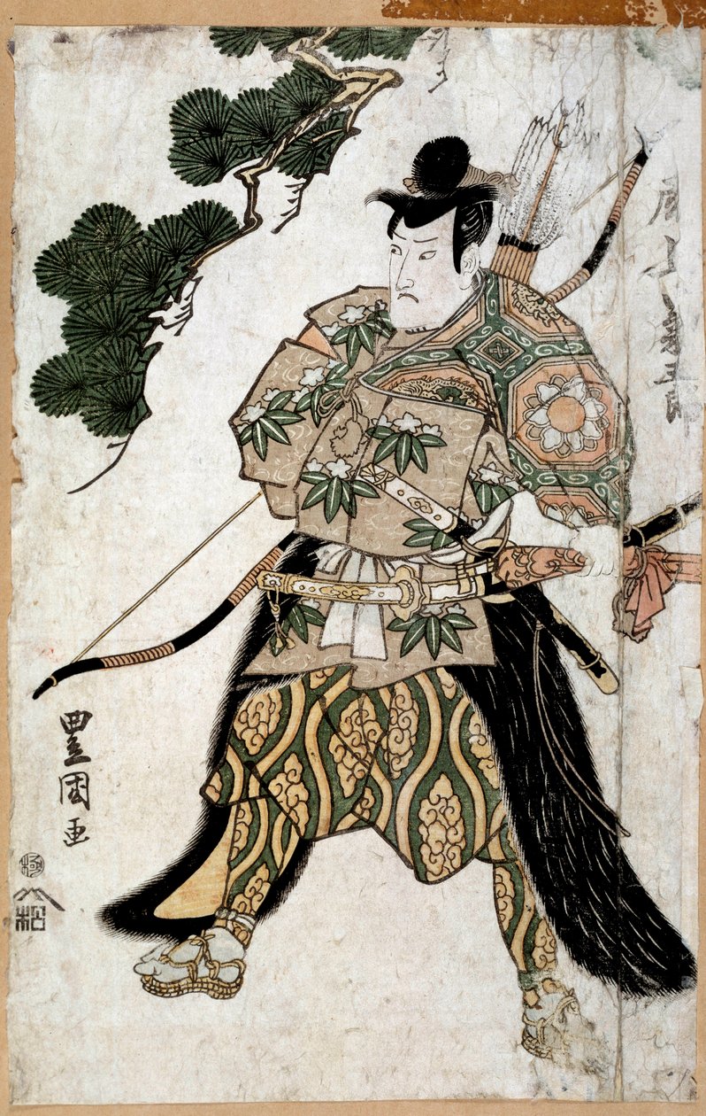 Japansk tryk: Portræt af Asamurai. Pinching af Toyokuni Utagawa af Utagawa Toyokuni