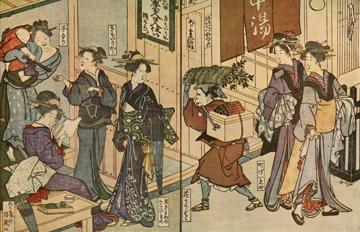Kvinder og en mandlig tjener, 1802, 1924. af Utagawa Toyokuni