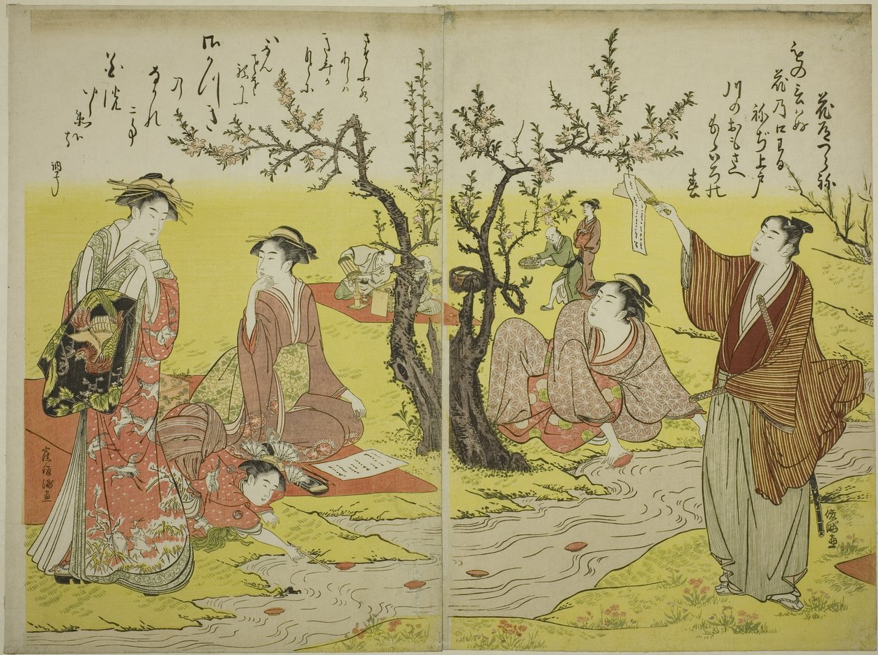 En fest i en snoet strøm (Kyokusui no en) af Utagawa Toyokuni I