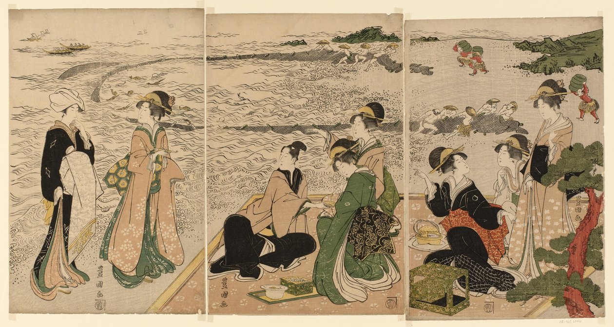 En udflugt ved havet af Utagawa Toyokuni I