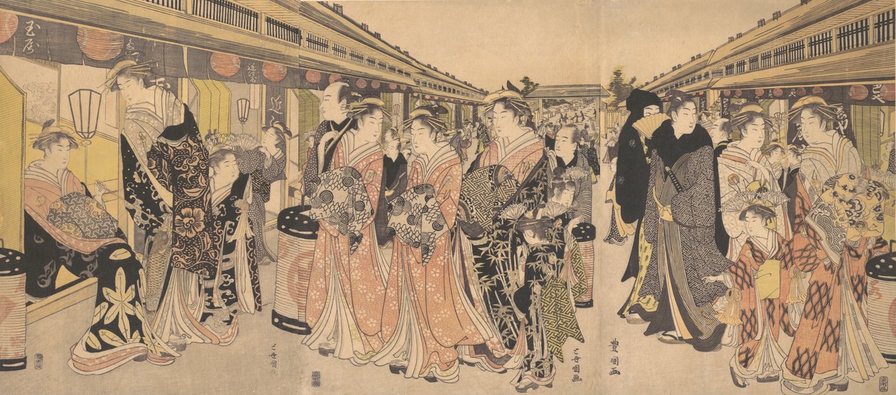 Courtesans Promenade på Nakanocho i Yoshiwara, ca. 1795. af Utagawa Toyokuni I