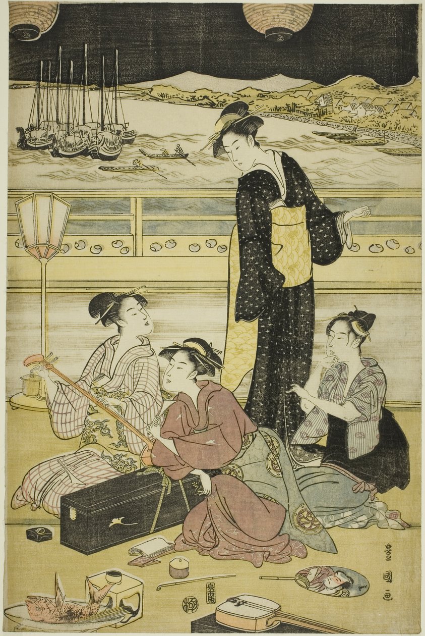 Aftenfest i Shinagawa af Utagawa Toyokuni I