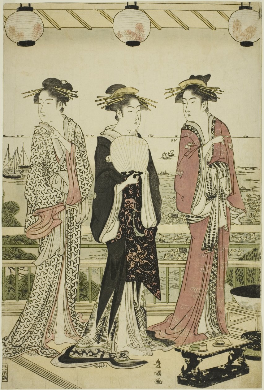 Fire årstider i syd - sommerudsigt (Minami shiki natsu no kei) af Utagawa Toyokuni I