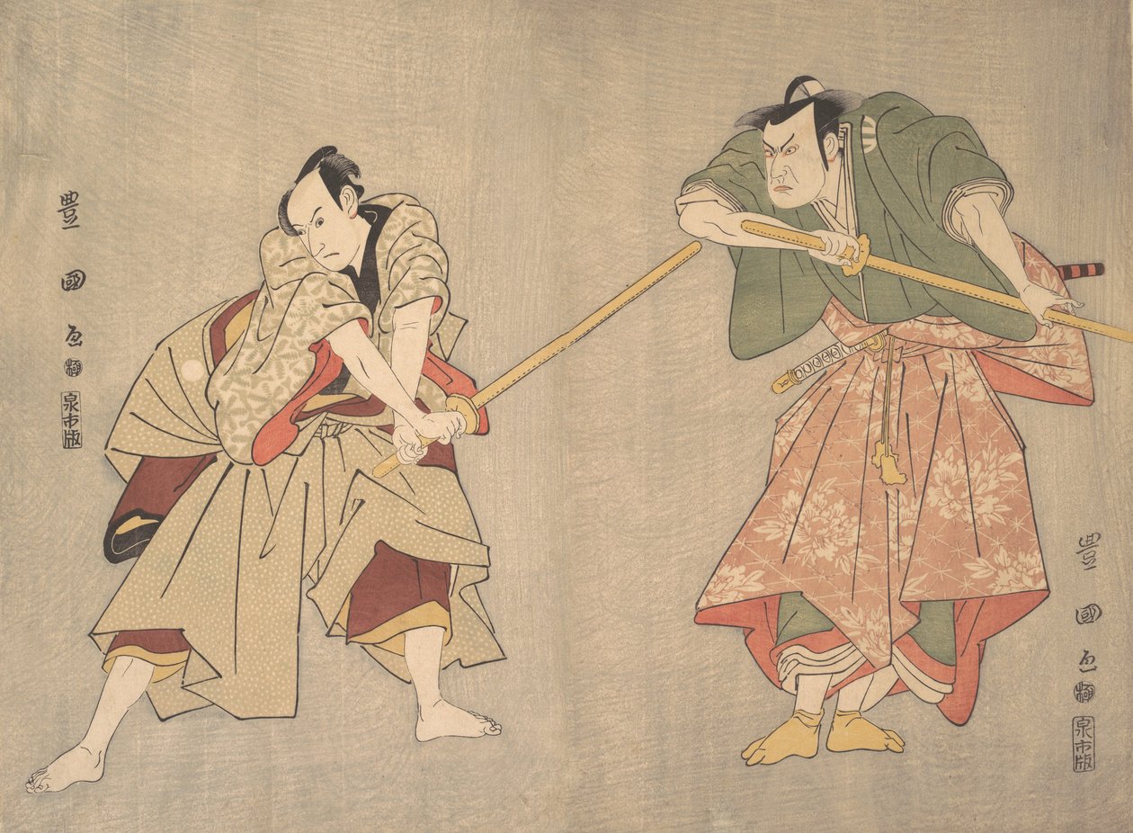 Scene fra et uidentificeret drama, ca. 1800. af Utagawa Toyokuni I