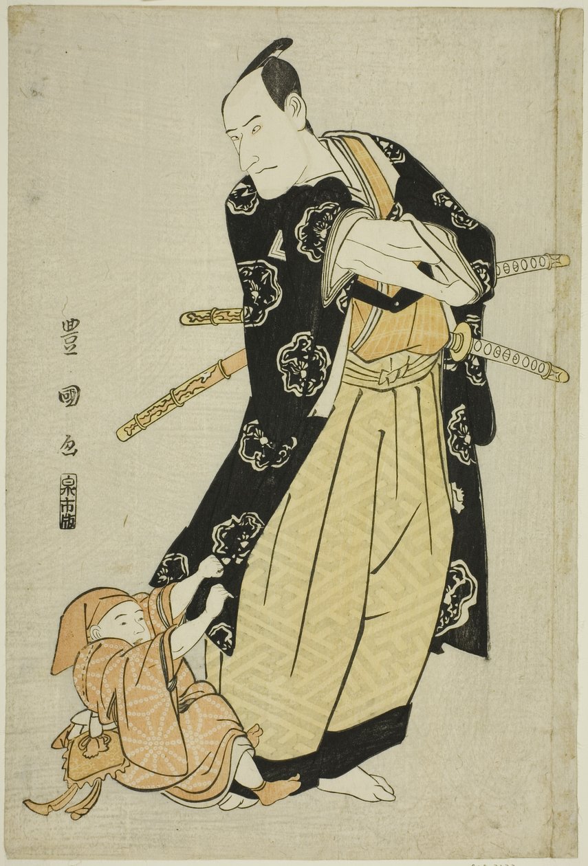 Skuespilleren Ichikawa Danjuro VI og en dreng af Utagawa Toyokuni I