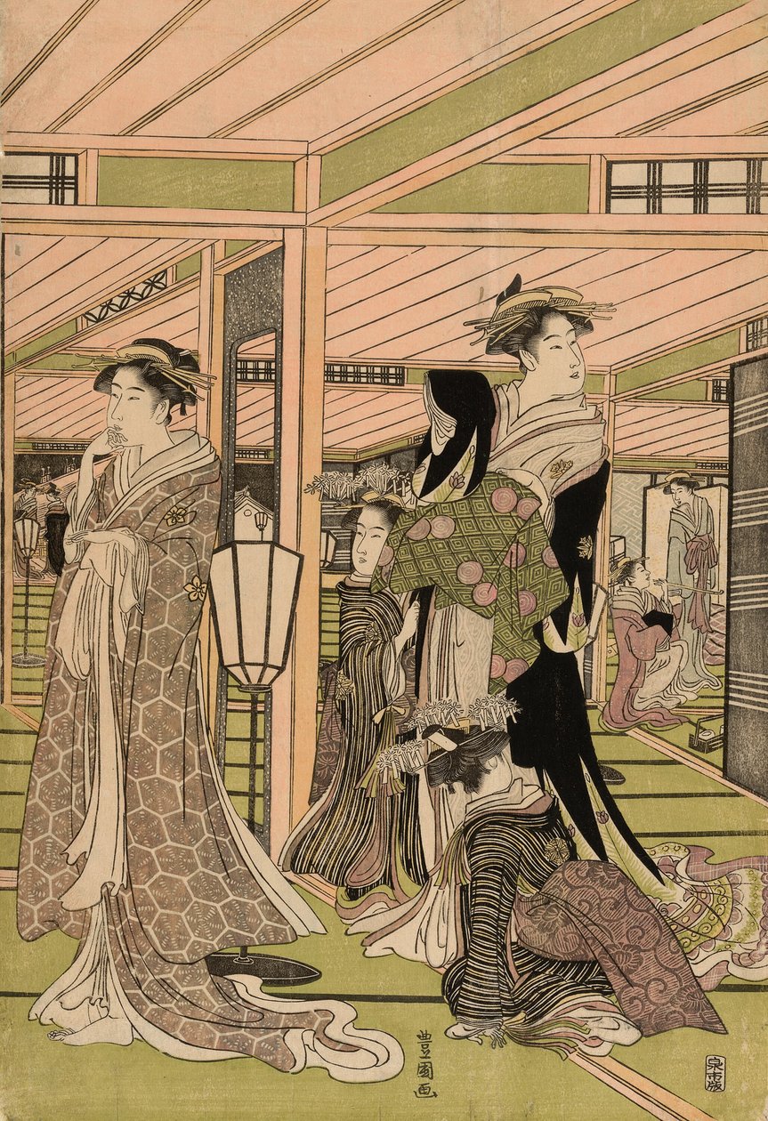 Stuen på et bordel i lystkvarteret af Utagawa Toyokuni I